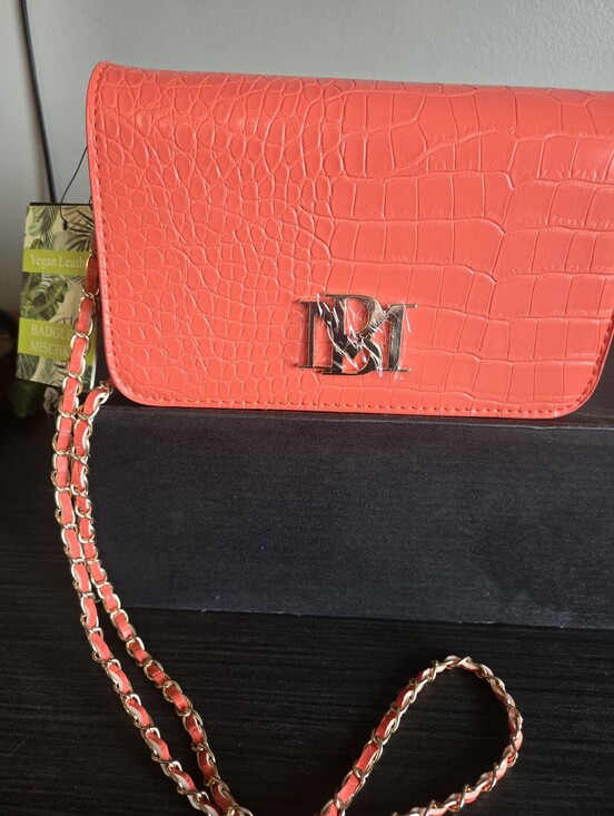 Handbags - Badley Mischika Genuine Croc-Embossed Orange Wallet Clutch Nwt